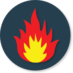 Yellow and red fire logo, representing a behaviour incident being escalated