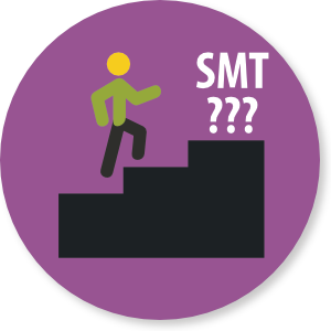 Man climbing stairs logo representing an incident being referred up to SMT