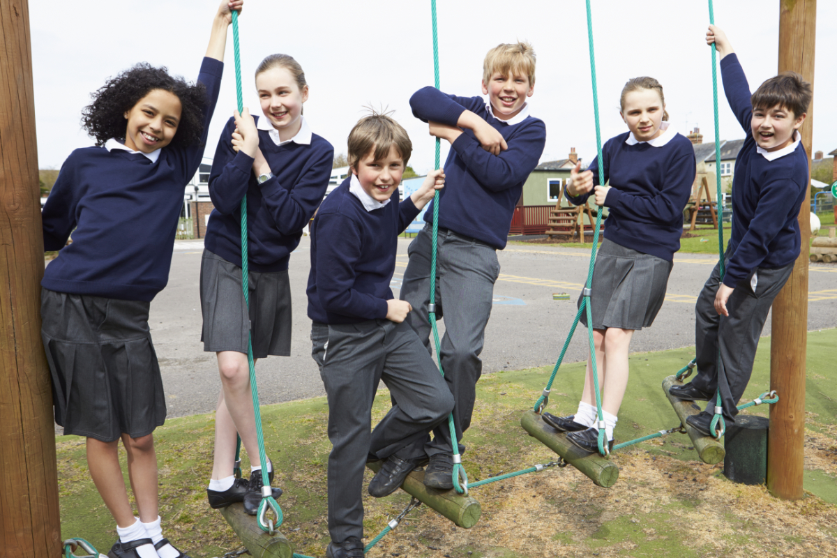 Pupils on trim trail at lunchtime